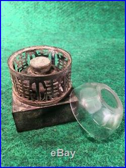 VERY RARE Antique 1700's Brass Opium Era Oil Lamp Original Cut Crystal Globe #C