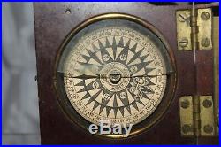 VERY RARE Antique 1800's Frye & Shaw Dry Paper Compass Mahogany Wood Brass