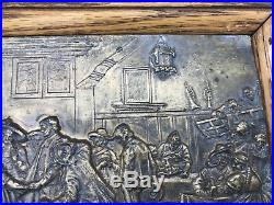 VERY RARE Antique Copper Plaque BEFORE THE HUNT Old Plaque Brass Mounted