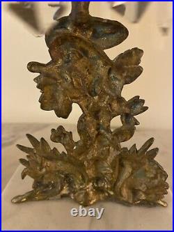 VERY RARE Antique DIETZ & STARR NY Pair GILT Brass/ Marble Girandoles SQUIRRELS