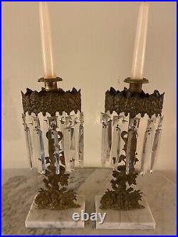 VERY RARE Antique DIETZ & STARR NY Pair GILT Brass/ Marble Girandoles SQUIRRELS