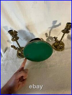 VERY RARE Antique Dwarf Motif Brass Inkwell and Candlesticks
