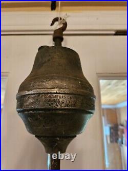 VERY RARE Antique Economy Gas Lamp Co Hanging Gas Light WithFire Proof Glass Shade