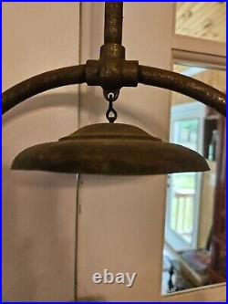 VERY RARE Antique Economy Gas Lamp Co Hanging Gas Light WithFire Proof Glass Shade