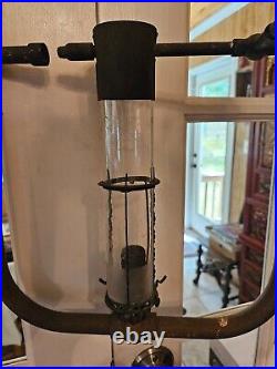 VERY RARE Antique Economy Gas Lamp Co Hanging Gas Light WithFire Proof Glass Shade