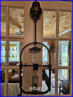 VERY RARE Antique Economy Gas Lamp Co Hanging Gas Light WithFire Proof Glass Shade