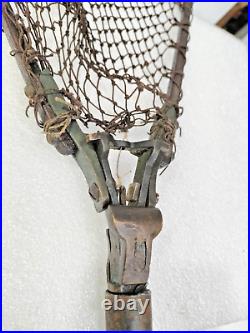 VERY RARE Antique Fly Fishing Collapsible Net Brass Leather Timber Fly Net AF