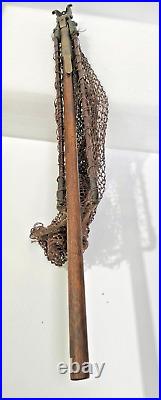 VERY RARE Antique Fly Fishing Collapsible Net Brass Leather Timber Fly Net AF