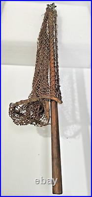 VERY RARE Antique Fly Fishing Collapsible Net Brass Leather Timber Fly Net AF