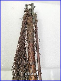 VERY RARE Antique Fly Fishing Collapsible Net Brass Leather Timber Fly Net AF