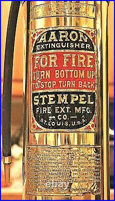 VERY RARE Antique Vintage AARON All Brass Fire Extinguisher-Polished Restored