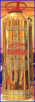 VERY RARE Antique Vintage DEFENDER Brass Fire Extinguisher-Polished Restored