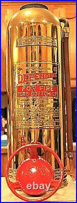 VERY RARE Antique Vintage DEFENDER Brass Fire Extinguisher-Polished Restored