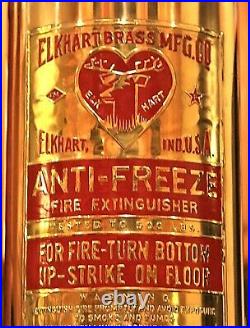 VERY RARE Antique Vintage ELKHART Brass Fire Extinguisher-Polished Restored