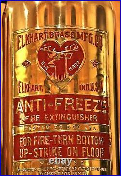 VERY RARE Antique Vintage ELKHART Brass Fire Extinguisher-Polished Restored