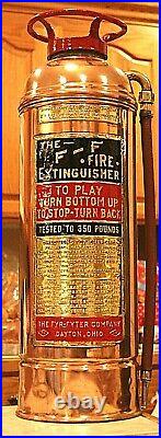 VERY RARE Antique Vintage F-F Copper Brass Fire Extinguisher-Polished Restored