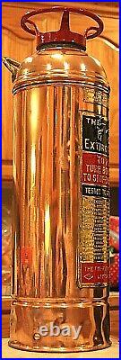 VERY RARE Antique Vintage F-F Copper Brass Fire Extinguisher-Polished Restored
