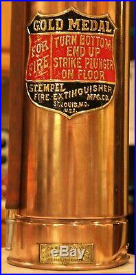 VERY RARE Antique Vintage GOLD MEDAL Copper Brass Fire Extinguisher Polished