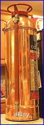 VERY RARE Antique Vintage IDEAL Copper Brass Fire Extinguisher-Polished Restored