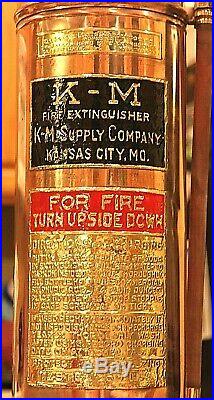 VERY RARE Antique Vintage K-M Copper Brass Fire Extinguisher-Polished Restored