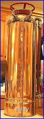 VERY RARE Antique Vintage K-M Copper Brass Fire Extinguisher-Polished Restored