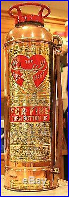 VERY RARE Antique Vintage THE ELKHART Copper Brass Fire Extinguisher-Polished