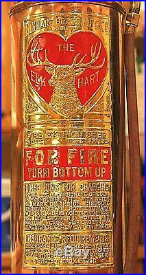 VERY RARE Antique Vintage THE ELKHART Copper Brass Fire Extinguisher-Polished