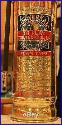 VERY RARE Antique Vintage UNIVERSAL Copper Brass Fire Extinguisher-Polished