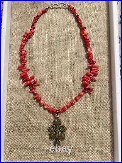 VERY RARE Authentic Asian Branch Coral Crucifix Necklace & Spinning Crown