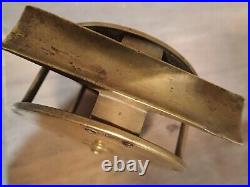 VERY RARE C. 1850 Brass model Haywood Ryder Folding handle Wide Salmon Fly Reel