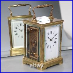 VERY RARE CARRIAGE CLOCK with DOUBLE TWO DIALS partners desk WORKING Brevete