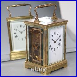 VERY RARE CARRIAGE CLOCK with DOUBLE TWO DIALS partners desk WORKING Brevete