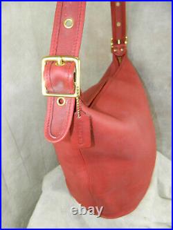 VERY RARE COACH Vintage Duffle Sac Feed Bag #9085 RED Brass EXC