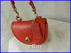 VERY RARE COACH Vintage'Mini Belt' Bag #0378-309 #9826 Brass Cherry Red