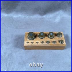 VERY RARE Complete weight set for antique brass scale from 1gr to 200gr