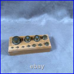 VERY RARE Complete weight set for antique brass scale from 1gr to 200gr