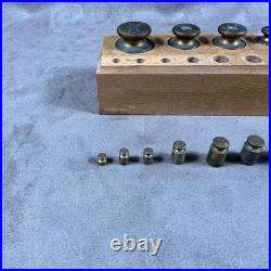 VERY RARE Complete weight set for antique brass scale from 1gr to 200gr