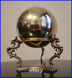 VERY RARE DOLBI CASHIER Polished TWO-PART BRASS BALL & SEAHORSES Stand SUPERB