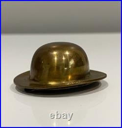 VERY RARE! Early-20th C. Brass Charlie Chaplin Charlot Bowler Hat form Snuff Box