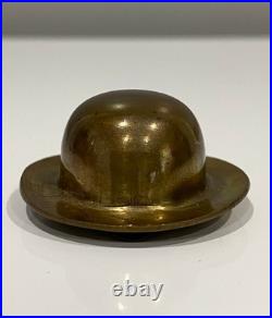 VERY RARE! Early-20th C. Brass Charlie Chaplin Charlot Bowler Hat form Snuff Box