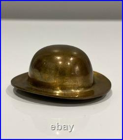 VERY RARE! Early-20th C. Brass Charlie Chaplin Charlot Bowler Hat form Snuff Box
