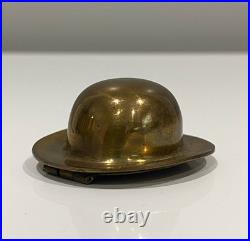 VERY RARE! Early-20th C. Brass Charlie Chaplin Charlot Bowler Hat form Snuff Box