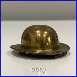 VERY RARE! Early-20th C. Brass Charlie Chaplin Charlot Bowler Hat form Snuff Box