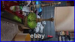 VERY RARE Green & Brass Leaf Lamps EF EF Industries 29 Tall 12 Wide MCM Pair