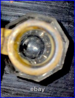 VERY RARE Inkwell UNIQUE Antique Clear Glass Brass Octagonal