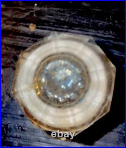 VERY RARE Inkwell UNIQUE Antique Clear Glass Brass Octagonal