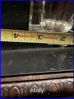 VERY RARE Inkwell UNIQUE Antique Clear Glass Brass Octagonal