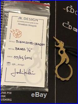 VERY RARE JK Design drunken Draglet Knuck Solid 1/4 Brass EDC Pocket Tool Opener