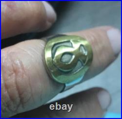 VERY RARE Jeep Collins ICHTHUS Sterling Silver And Brass Ring 6 3/4