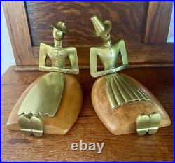 VERY RARE Karl Hagenauer Bookends Tyrol Brass with Wood, 1950s, Unsigned